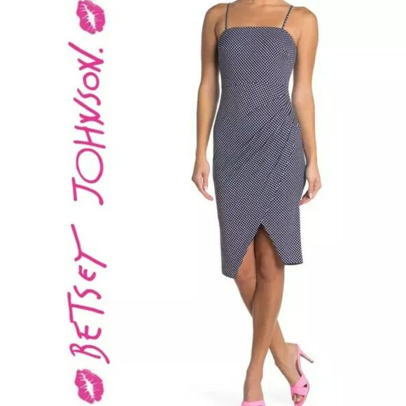 Betsey Johnson Polka Dot Square Neck Faux Wrap Dress. SZ 6 - Picture 2 of 4